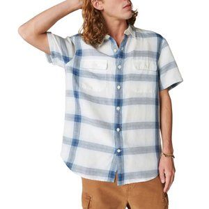 Lucky Brand Men's Linen Plaid Short Sleeve Workwear Shirt XL